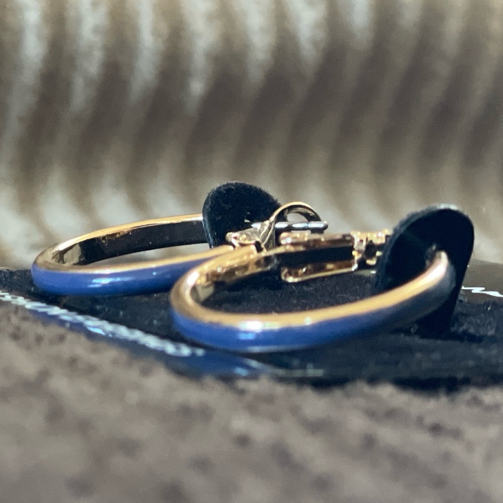 Gold and Blue Hoop Earrings โ Taramanda - Picture 6 of 11